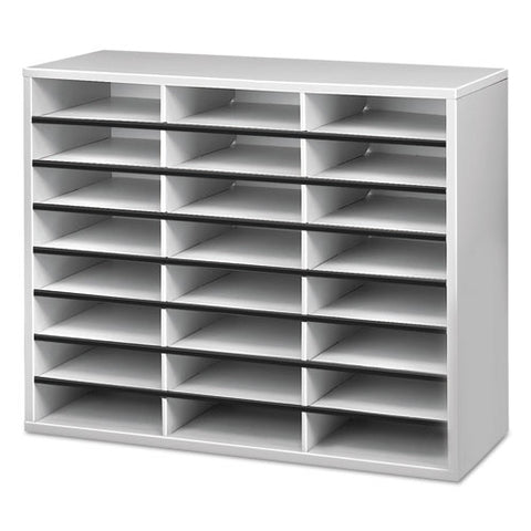 Literature Organizer, 24 Letter Compartments, 29 X 11.88 X 23.44, Dove Gray