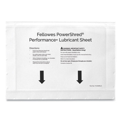 Powershred Performance+ Lubricant Sheets, 8.5 X 6, 10/pack