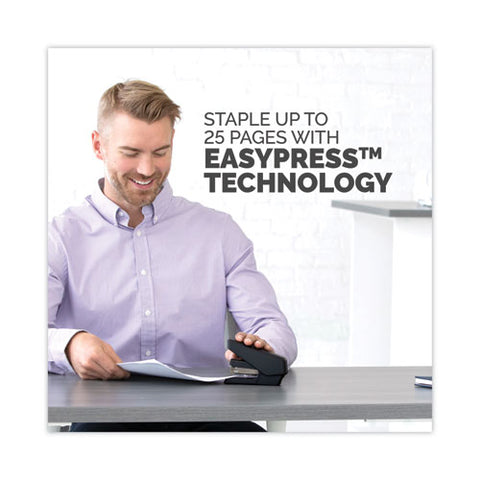 Lx840 Easypress Half Strip Stapler With Antimicrobial Protection, 25-sheet Capacity, Black