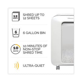 Powershred Lx200 Micro-cut Shredder, 12 Manual Sheet Capacity, White