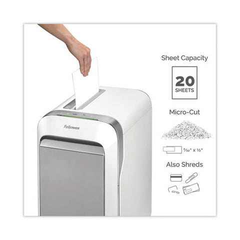 Powershred Lx220 Micro-cut Shredder, 20 Manual Sheet Capacity, White