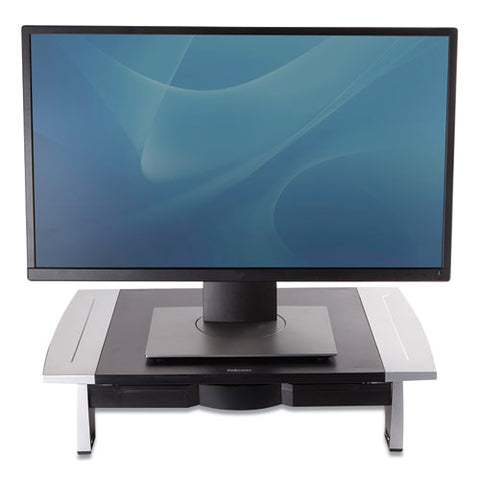 Office Suites Standard Monitor Riser, For 21" Monitors, 19.78" X 14.06" X 4" To 6.5", Black/silver, Supports 80 Lbs