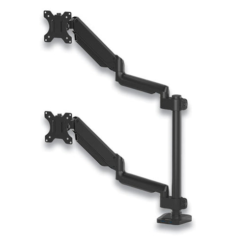 Platinum Series Dual Stacking Arm For 27" Monitors, 360 Deg Rotation, 180 Deg Tilt, 360 Deg Pan, Black, Supports 22 Lb