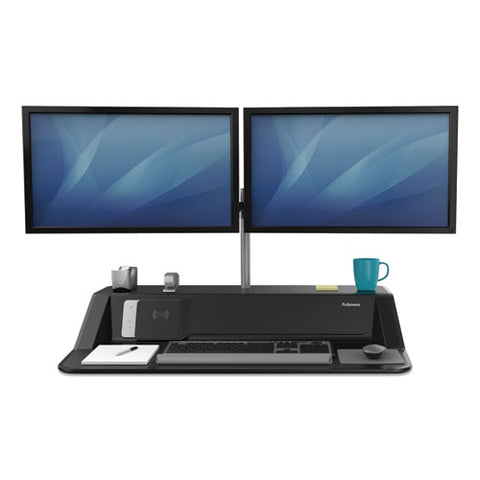 Lotus Dx Sit-stand Workstation, 32.75" X 24.25" X 5.5" To 22.5", Black