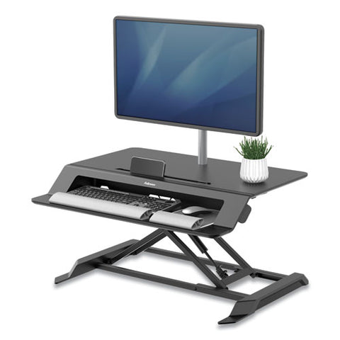 Lotus Lt Sit-stand Workstation, 34.38" X 28.38" X 7.62", Black