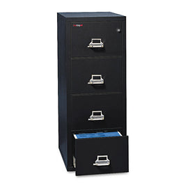 Insulated Vertical File, 1-hour Fire Protection, 4 Legal-size File Drawers, Black, 20.81" X 31.56" X 52.75"