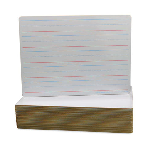 Two-sided Red/blue Ruled Dry Erase Board, 12" X 9", White Surface, 24/pack