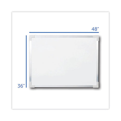 Framed Dry Erase Board, 48" X 36", White Surface, Satin Aluminum Frame