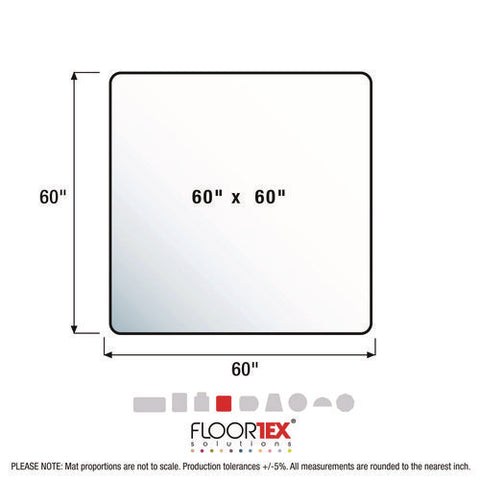 Cleartex Ultimat Xxl Polycarbonate Square General Office Mat For Carpets, 60 X 60, Clear