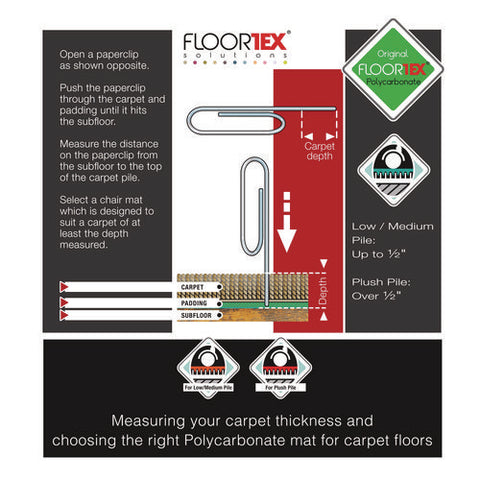 Cleartex Ultimat Polycarbonate Chair Mat For Low/medium Pile Carpet, 48 X 53, Clear