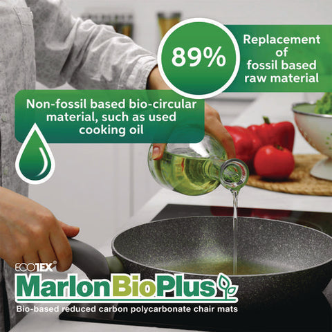 Ecotex Marlon Bioplus Polycarbonate Chair Mat For Low To Medium Pile Carpeted Floors, Rectangular, 29" X 47", Clear