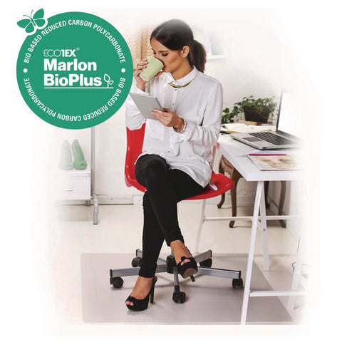 Ecotex Marlon Bioplus Rectangular Polycarbonate Chair Mat For Hard Floors, Rectangular, 29" W X 47" L, Clear