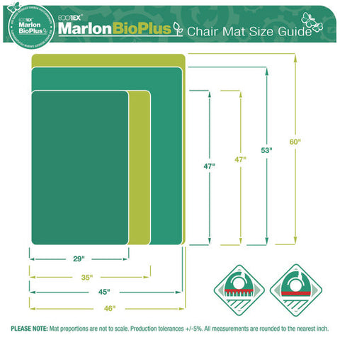 Ecotex Marlon Bioplus Rectangular Polycarbonate Chair Mat For Hard Floors, Rectangular, 29" W X 47" L, Clear