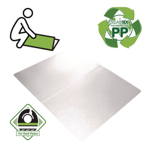 Cleartex Polypropylene Anti-slip Foldable Chair Mat For Hard Floors, 45" W X 53" L, Translucent