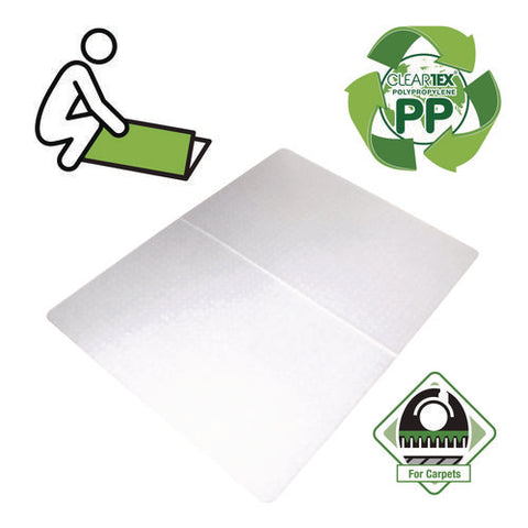 Cleartex Polypropylene Foldable Chair Mat For Carpets, 35" W X 46" L, Translucent