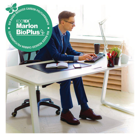 Ecotex Marlon Bioplus Rectangular Polycarbonate Chair Mat For Hard Floors, Rectangular, 46" X 60", Clear
