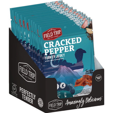 Turkey Jerky, Cracked Pepper Turkey, 1 Oz Bag, 12 Bags/carton