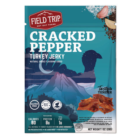 Turkey Jerky, Cracked Pepper Turkey, 1 Oz Bag, 12 Bags/carton