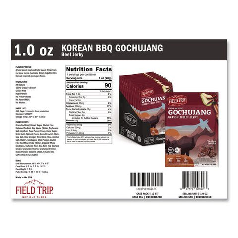 Gochujang Beef Jerky, 1 Oz Bag, 12/box
