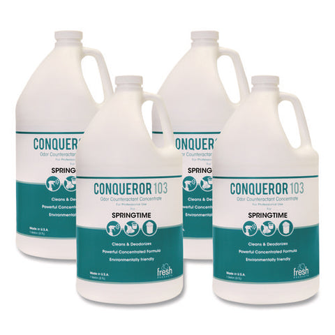 Conqueror 103 Odor Counteractant Concentrate, Springtime, 1 Gal Bottle, 4/carton