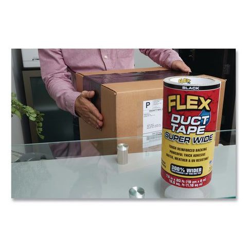 Flex Super Wide Duct Tape, 4" Core, 39 Mil Thick, 7.5" X 20 Ft, Black, 3/carton