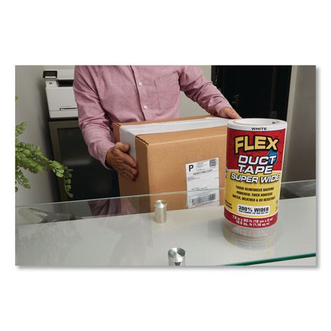 Flex Super Wide Duct Tape, 4" Core, 39 Mil Thick, 7.5" X 20 Ft, White, 3/carton