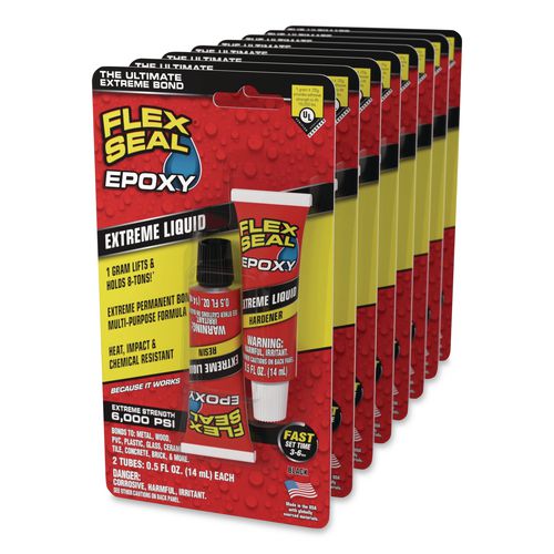 Flex Epoxy Extreme Liquid, Two Tube Set, 1 Oz, Dries Black, 8/carton