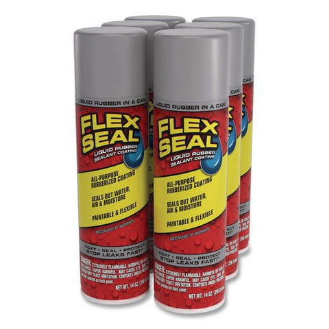 Flex Seal Liquid Rubber Sealant Coating Aerosol, 14 Oz Aerosol Can, Dries Gray, 6/carton