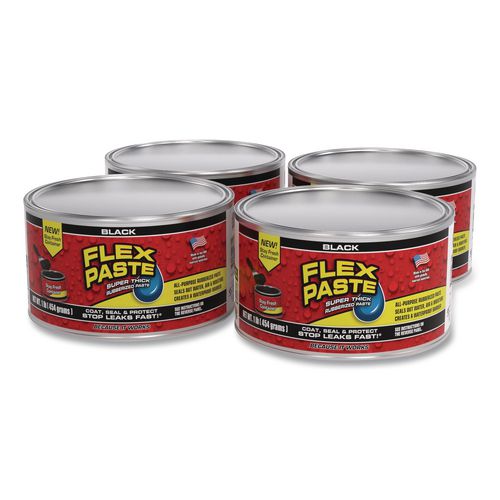 Flex Paste Super Thick Rubberized Paste, 1 Lb Can, Dries Black, 4/carton