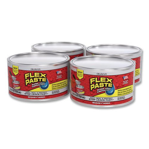 Flex Paste Super Thick Rubberized Paste, 1 Lb Can, Dries Clear, 4/carton