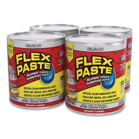 Flex Paste Super Thick Rubberized Paste, 26 Oz Can, Dries Clear, 4/carton