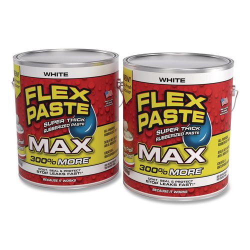 Flex Paste Super Thick Rubberized Paste Max, 12 Lb Can, Dries White, 2/carton