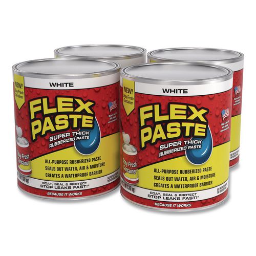 Flex Paste Super Thick Rubberized Paste, 3 Lb Can, Dries White, 4/carton