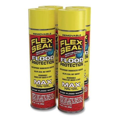 Removable Rubber Sealant Coating Flood Protection Spray, 17 Oz Aerosol Can, Dries Yellow, 4/carton