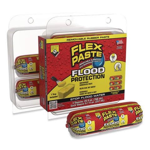 Flex Paste Flood Protection Paste, (3) 8.7 Oz Sleeves With Tray/pack, Dries Yellow, 3 Packs/carton