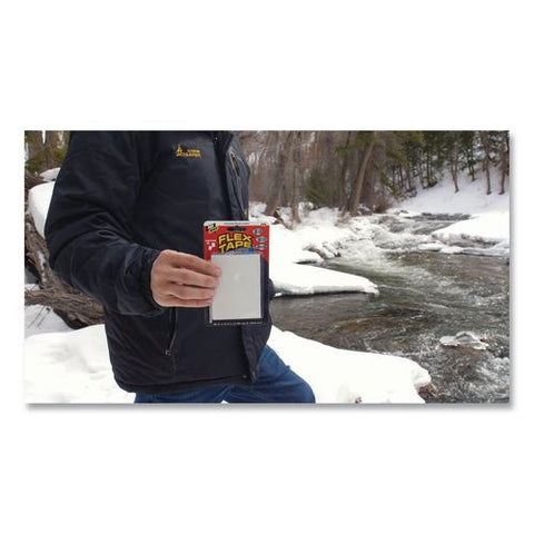 Flex Tape Strong Rubberized Waterproof Tape, 39 Mils Thick, 4" X 3", White, 2 Patches/pack, 24/carton