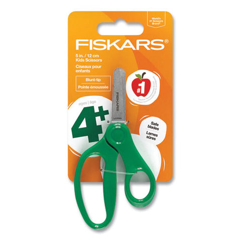 Kids Scissors, Rounded Tip, 5" Long, 1.75" Cut Length, Straight Handle, Randomly Assorted Handle Color