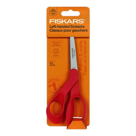 Premier Left Handed Scissors, 9.75" Long, 8" Cut Length, Offset Red Handle