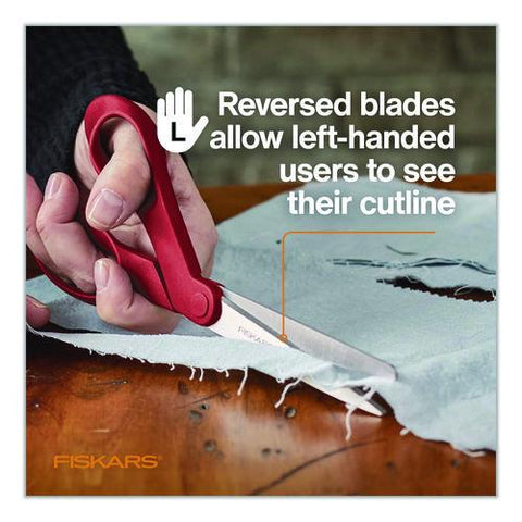 Premier Left Handed Scissors, 9.75" Long, 8" Cut Length, Offset Red Handle