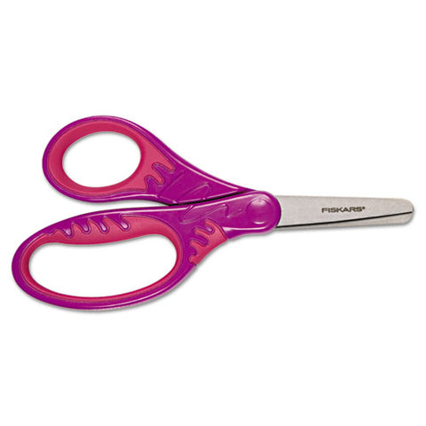 Kids Softgrip Scissors, Right Handed, Rounded Tip, 5" Long, 1.75" Cut Length, Straight Handle, Randomly Assorted Handle Color