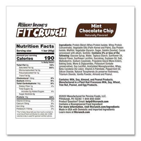 Mint Chocolate Chip High Protein Baked Bar, 1.62 Oz, 9/box