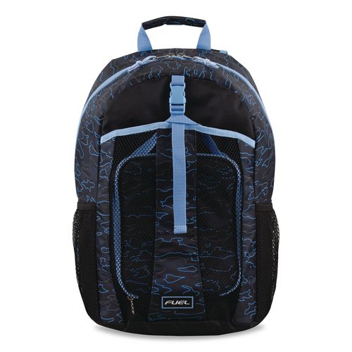 Bijoux Deluxe Backpack And Lunch Bag Bundle, 15.5" Laptop Sleeve, 12" X 8" X 18.5" And 7.5" X 4.25" X 9", Black/blue Camo