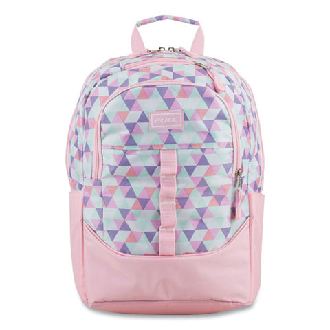 Geometric Backpack, Fits Device Up To 15.9", 12.5 X 7.63 X 18, Pink/purple