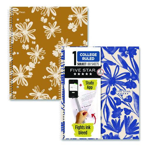 Soft Pedals Spiral Notebook, 1-subject, Medium/college Rule, Assorted Cover Colors, (80) 11 X 8.5 Sheets, 2/pack