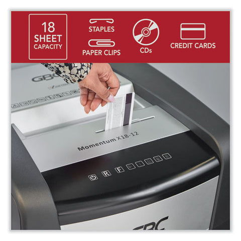 Momentum X18-12 Micro-cut P-4 Anti-jam Shredder, 18 Manual Sheet Capacity