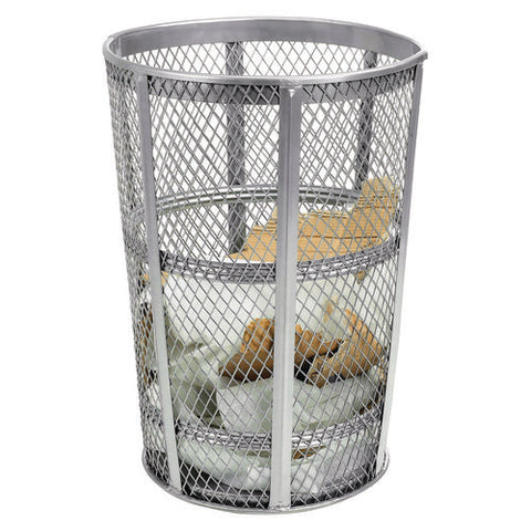 Steel Mesh Corrosion Resistant Trash Can, 48 Gal, Silver