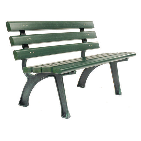 Recycled Plastic Benches With Back, 48 X 23 X 28, Green