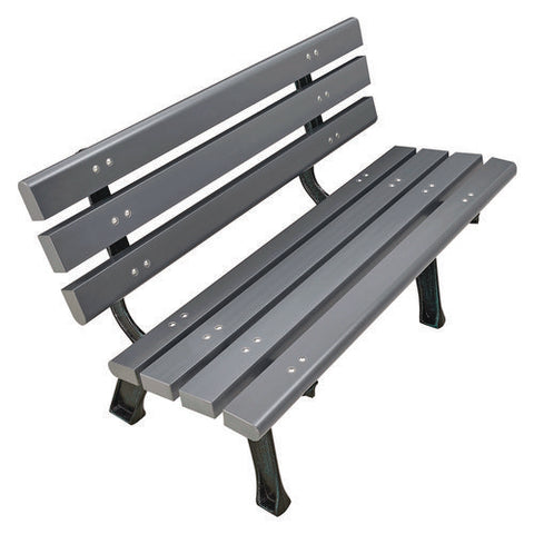 Recycled Plastic Benches With Back, 48 X 23 X 28, Gray