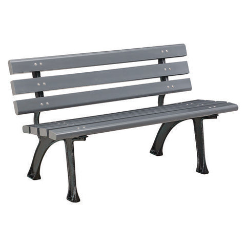 Recycled Plastic Benches With Back, 48 X 23 X 28, Gray