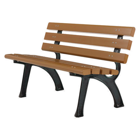 Recycled Plastic Benches With Back, 48 X 23 X 28, Tan